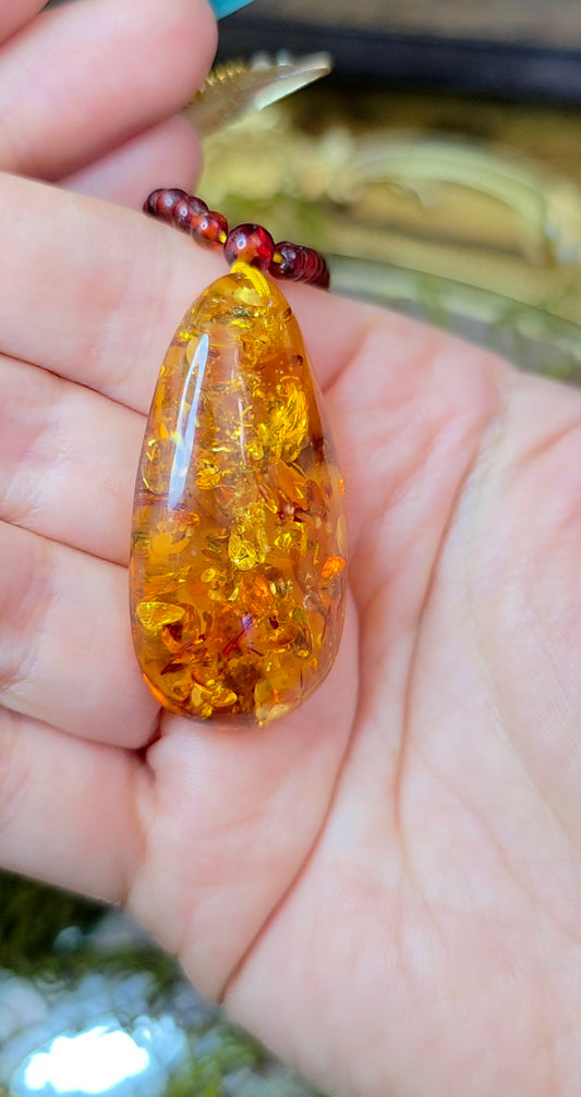 Beaded Amber Necklace B