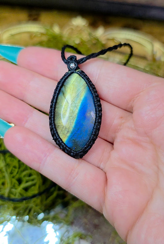 Blue and Yellow Labradorite Wrap Necklace