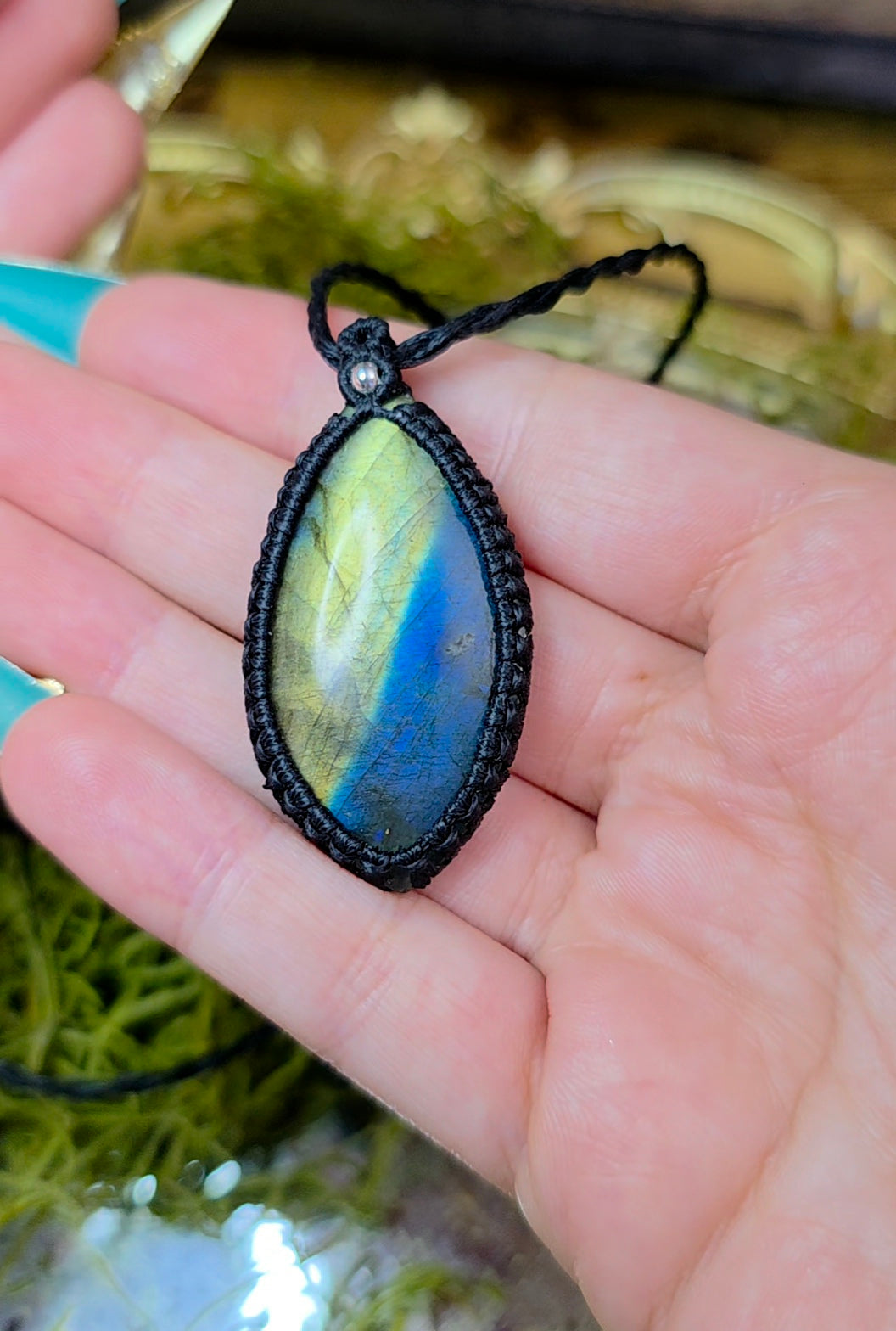 Blue and Yellow Labradorite Wrap Necklace