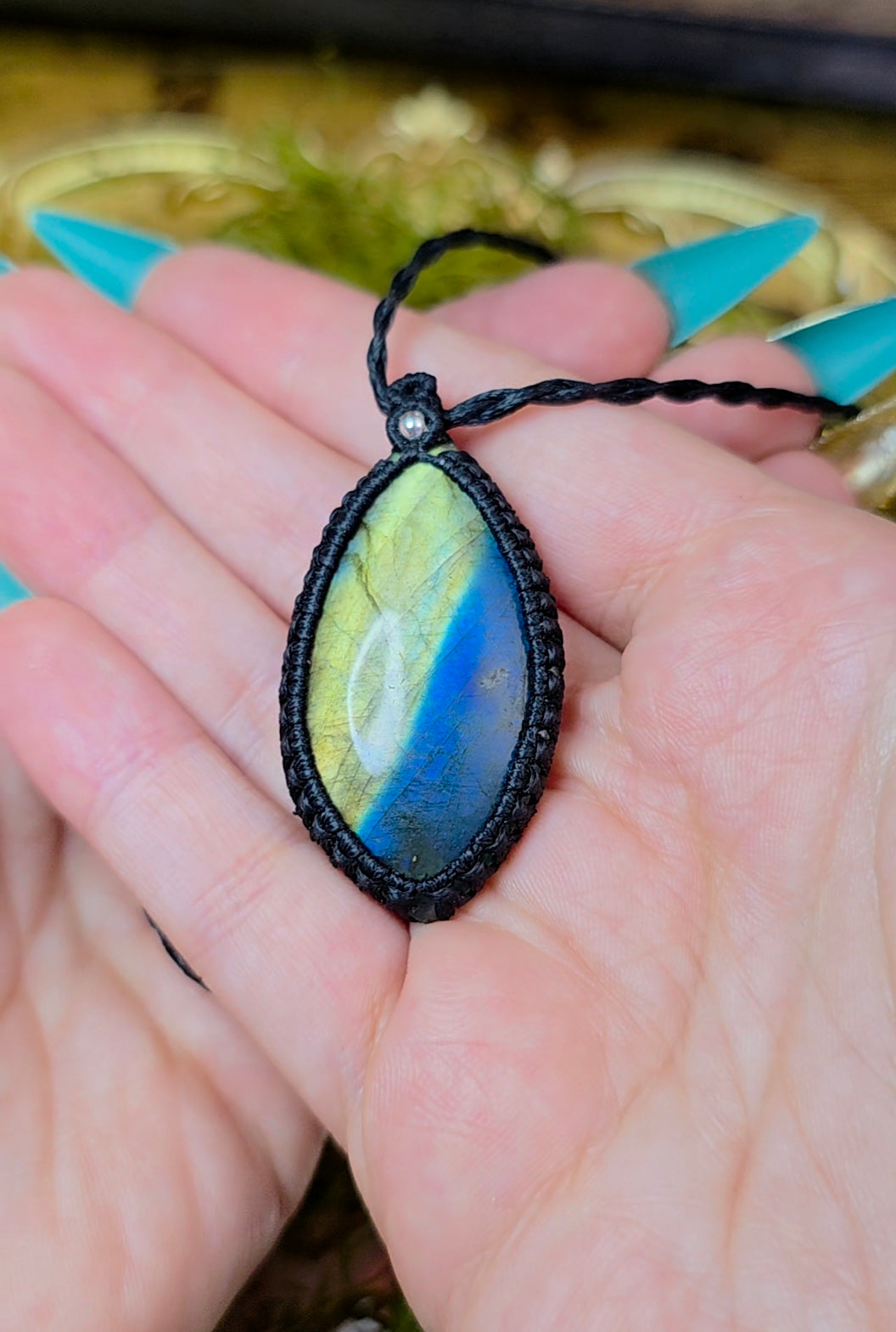 Blue and Yellow Labradorite Wrap Necklace