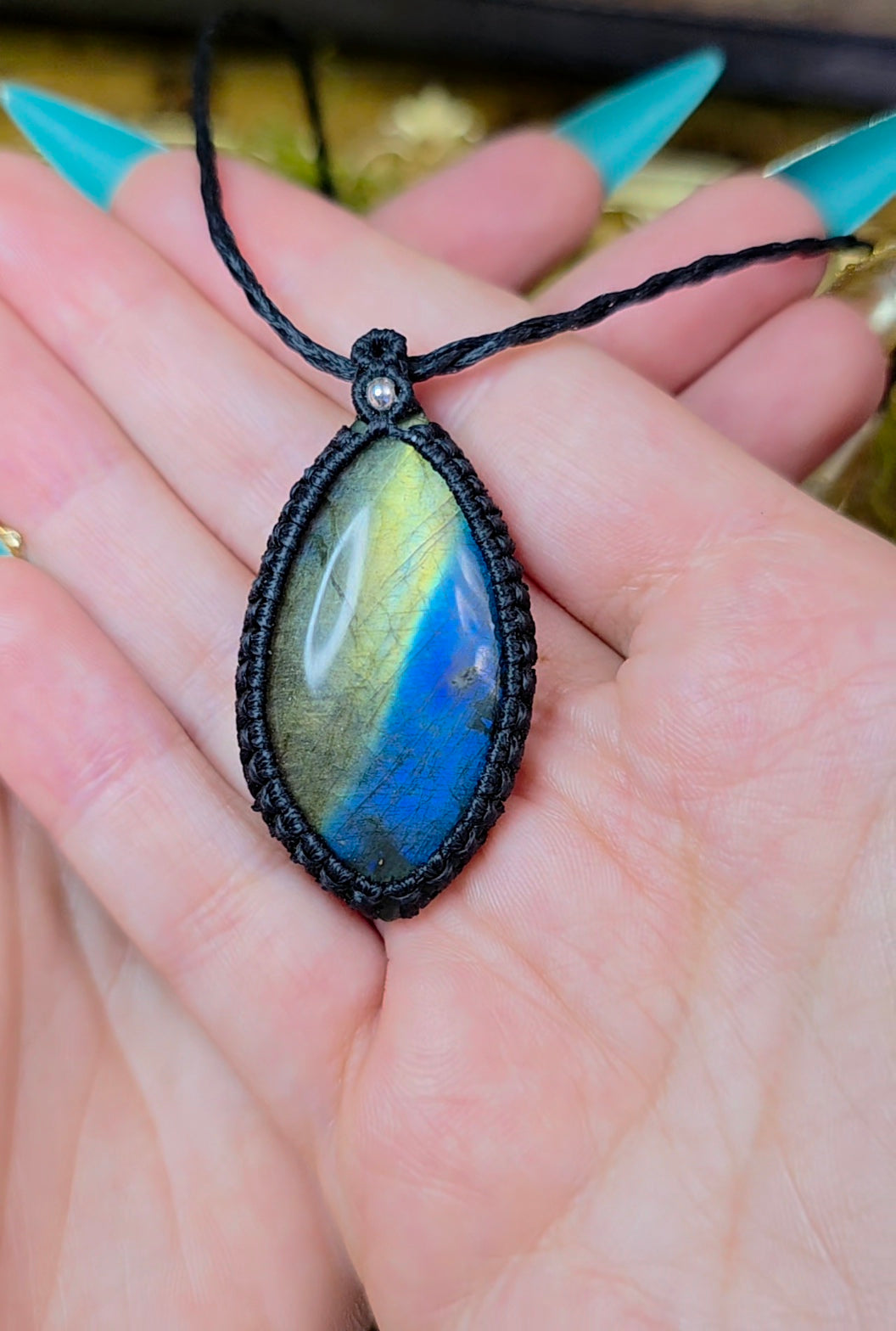 Blue and Yellow Labradorite Wrap Necklace