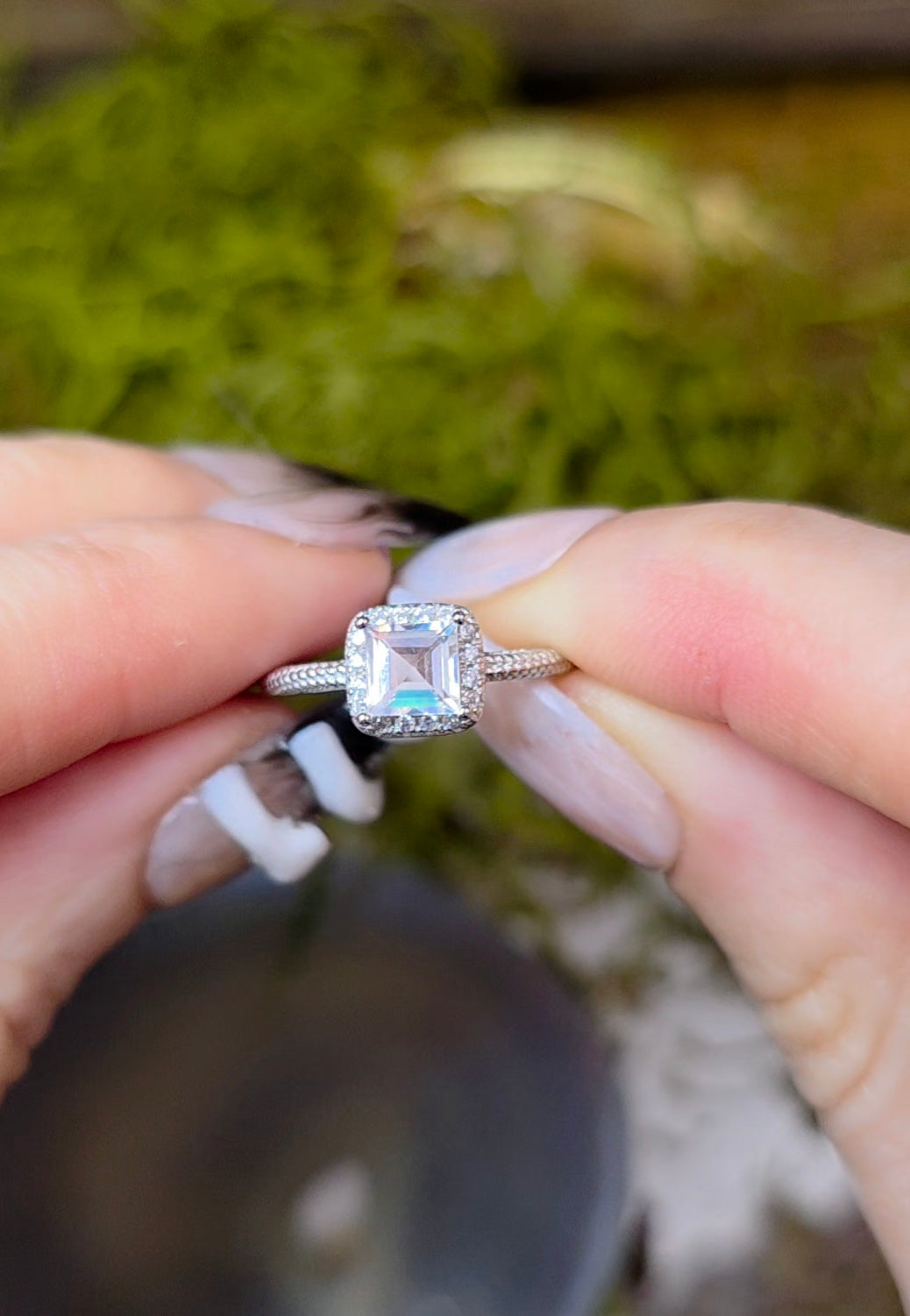 Madagascar Moonstone Square Ring