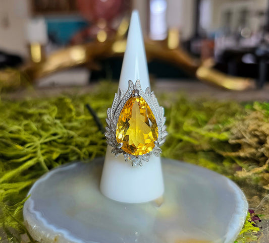 Winged Citrine Ring