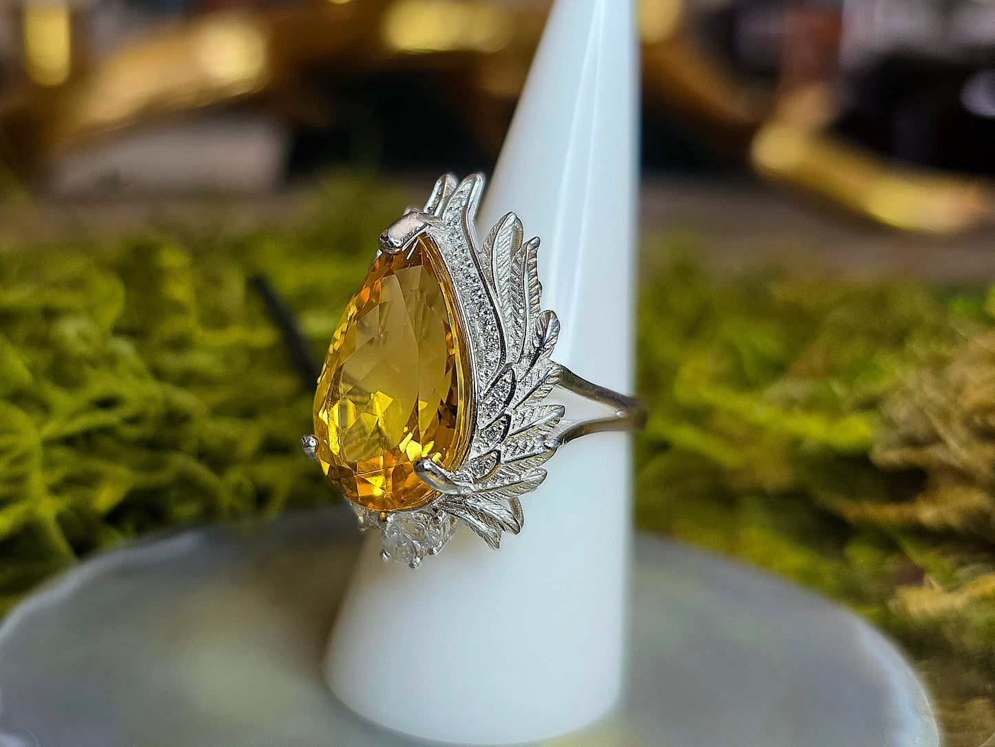 Winged Citrine Ring