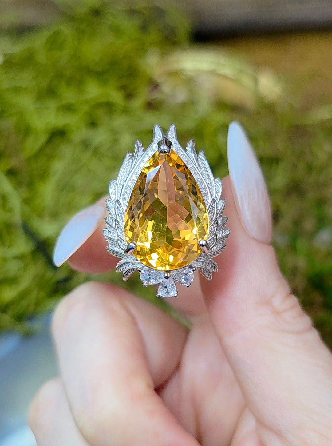 Winged Citrine Ring