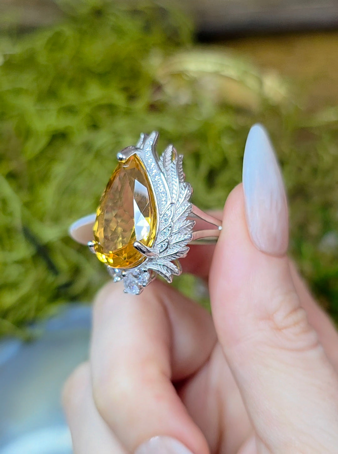 Winged Citrine Ring