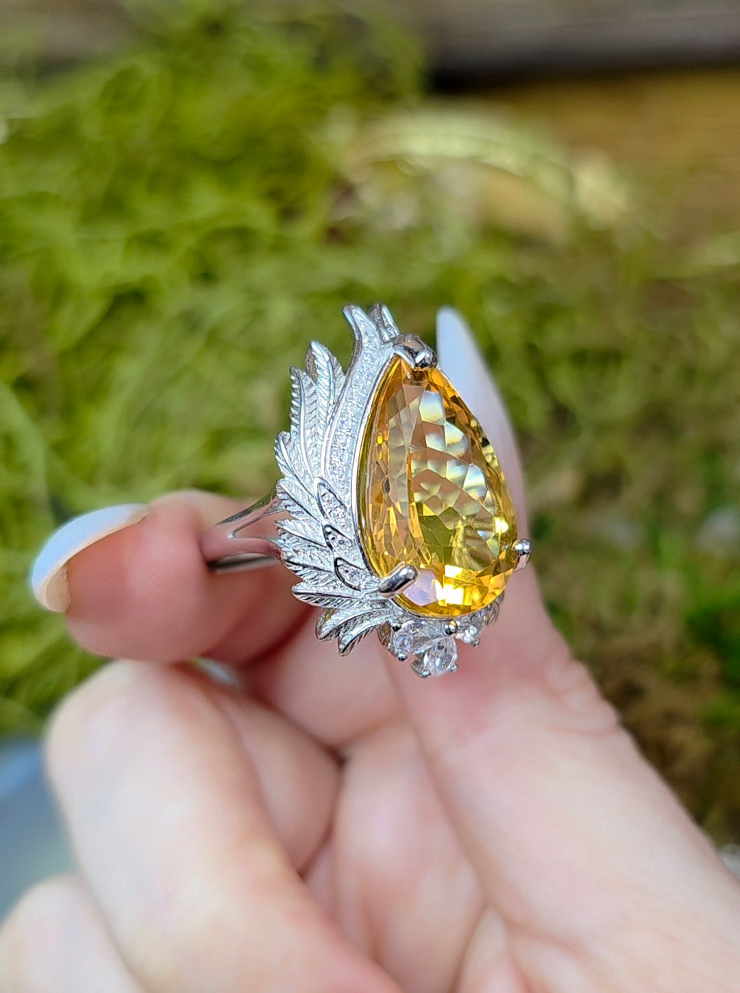 Winged Citrine Ring