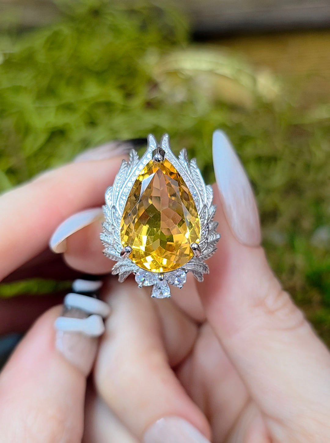 Winged Citrine Ring