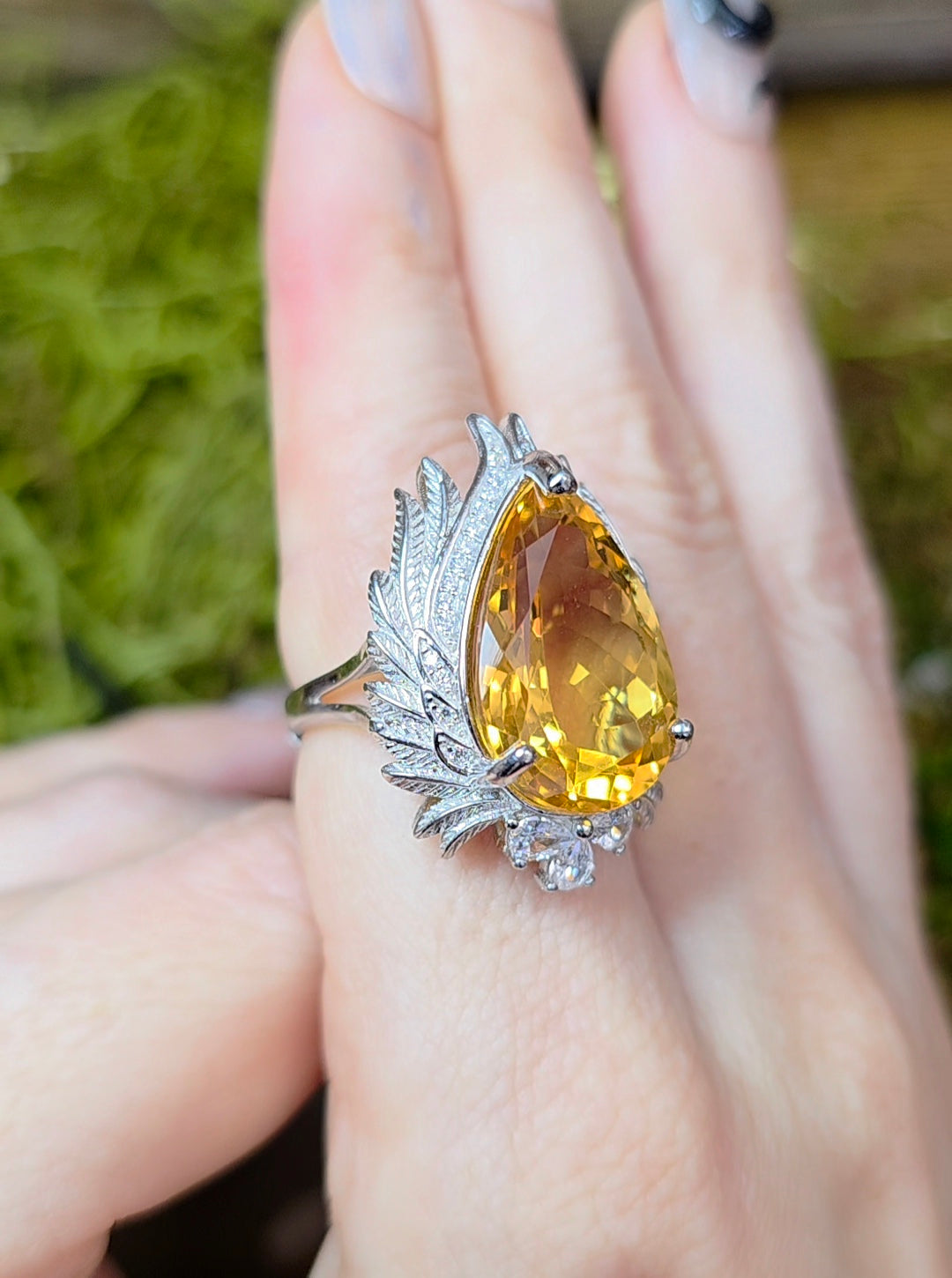 Winged Citrine Ring