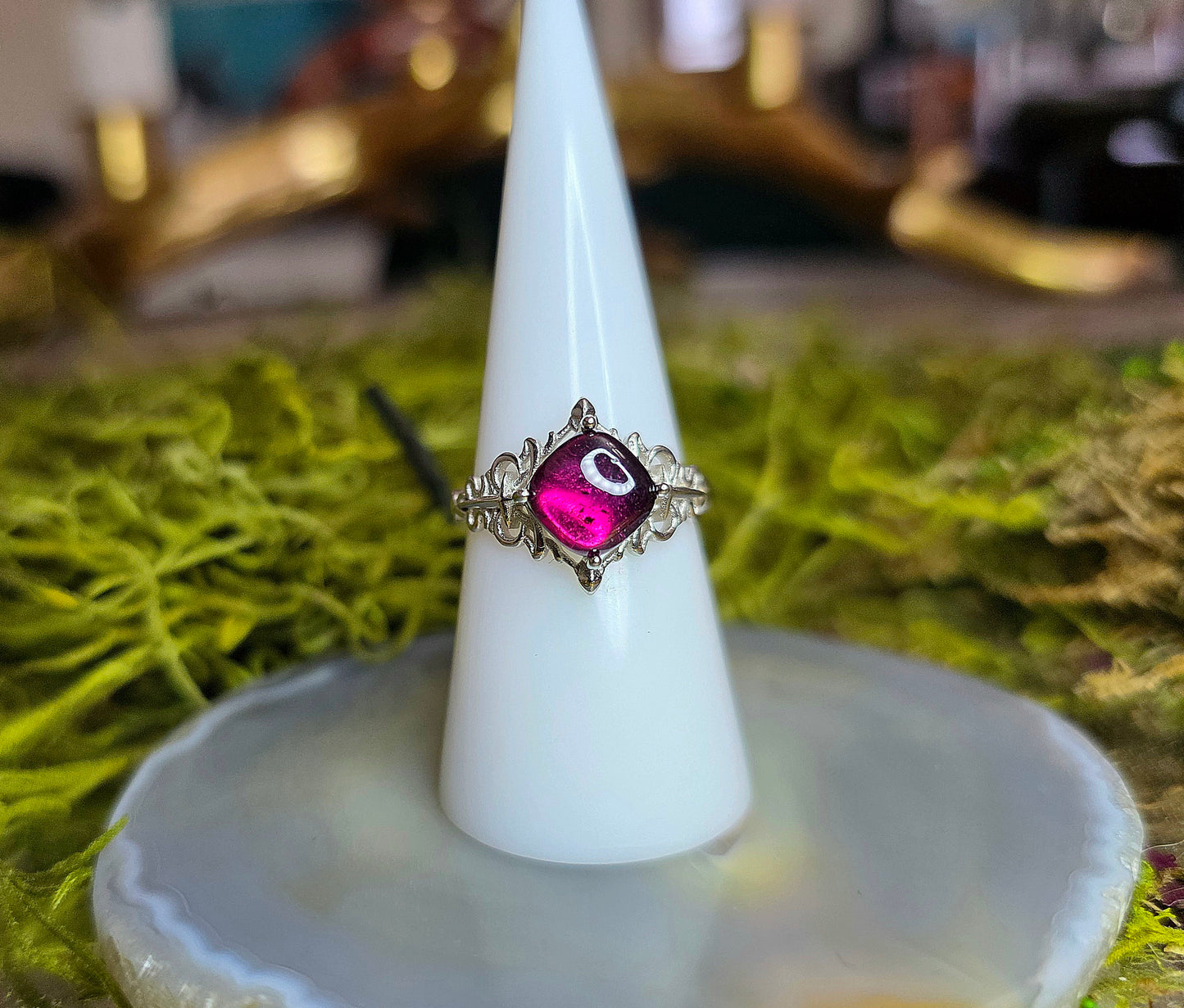 Pink Tourmaline Gothic Ring