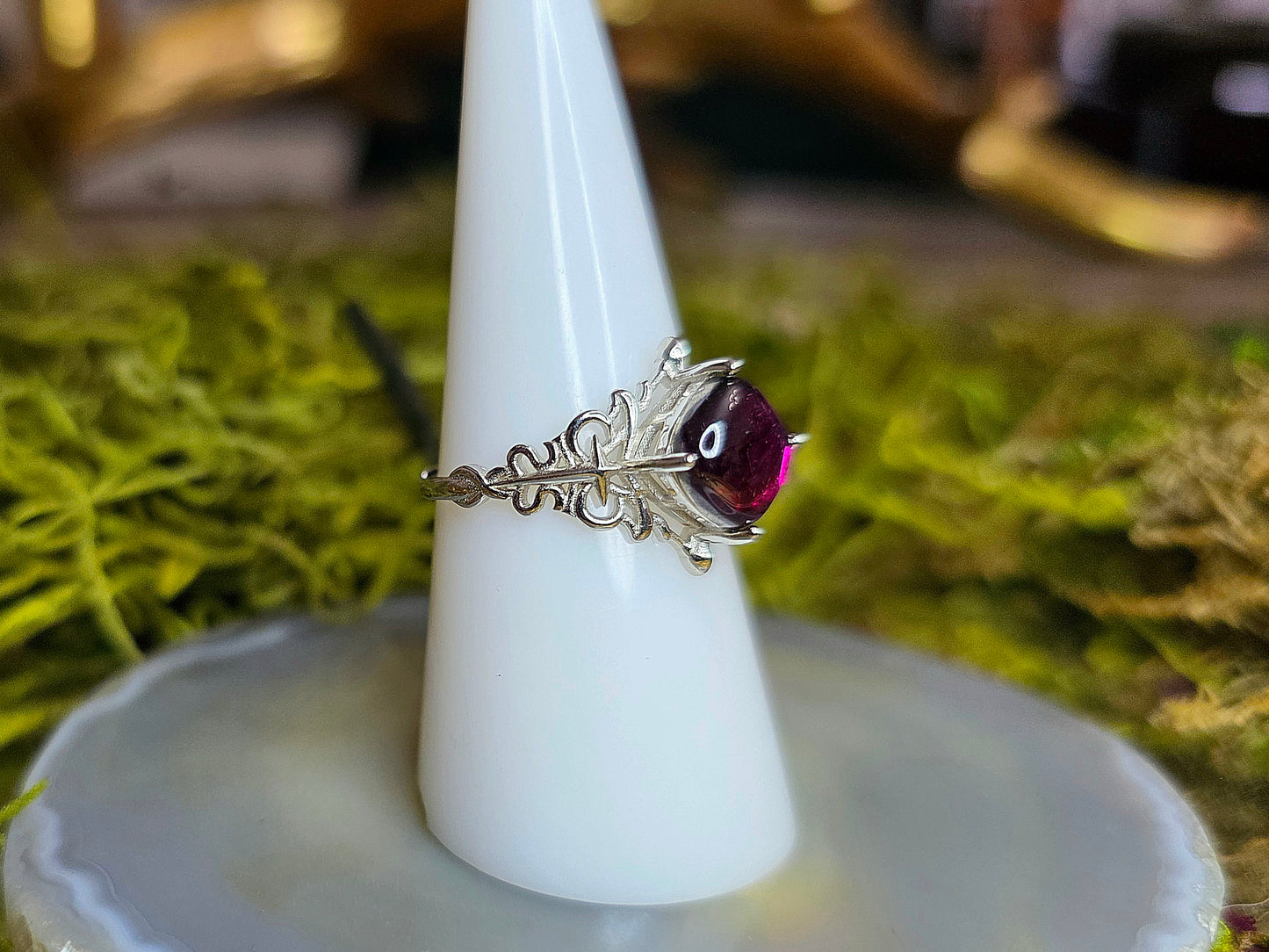 Pink Tourmaline Gothic Ring