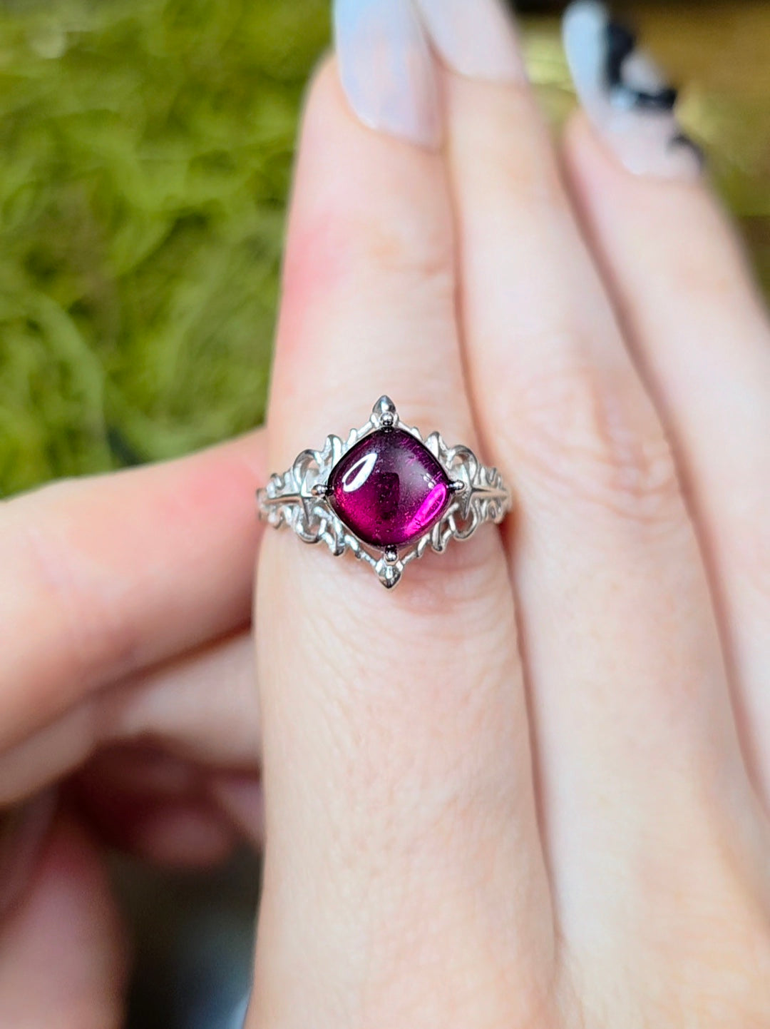 Pink Tourmaline Gothic Ring