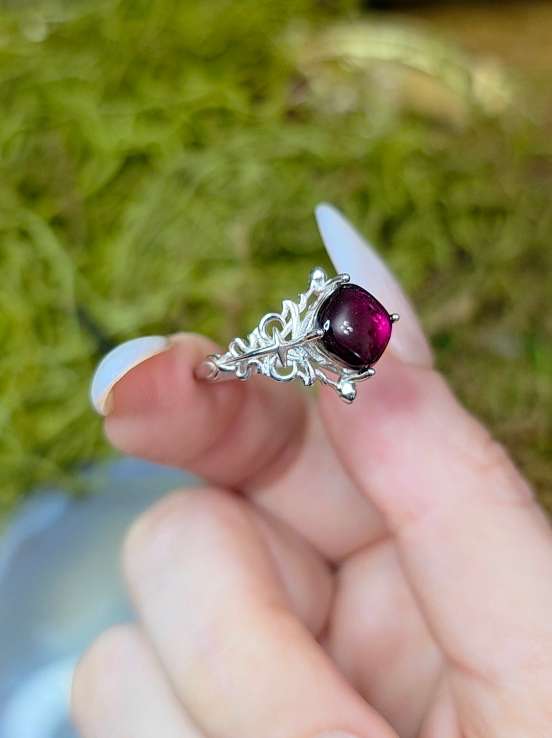 Pink Tourmaline Gothic Ring