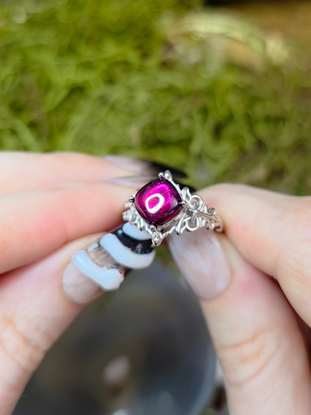Pink Tourmaline Gothic Ring