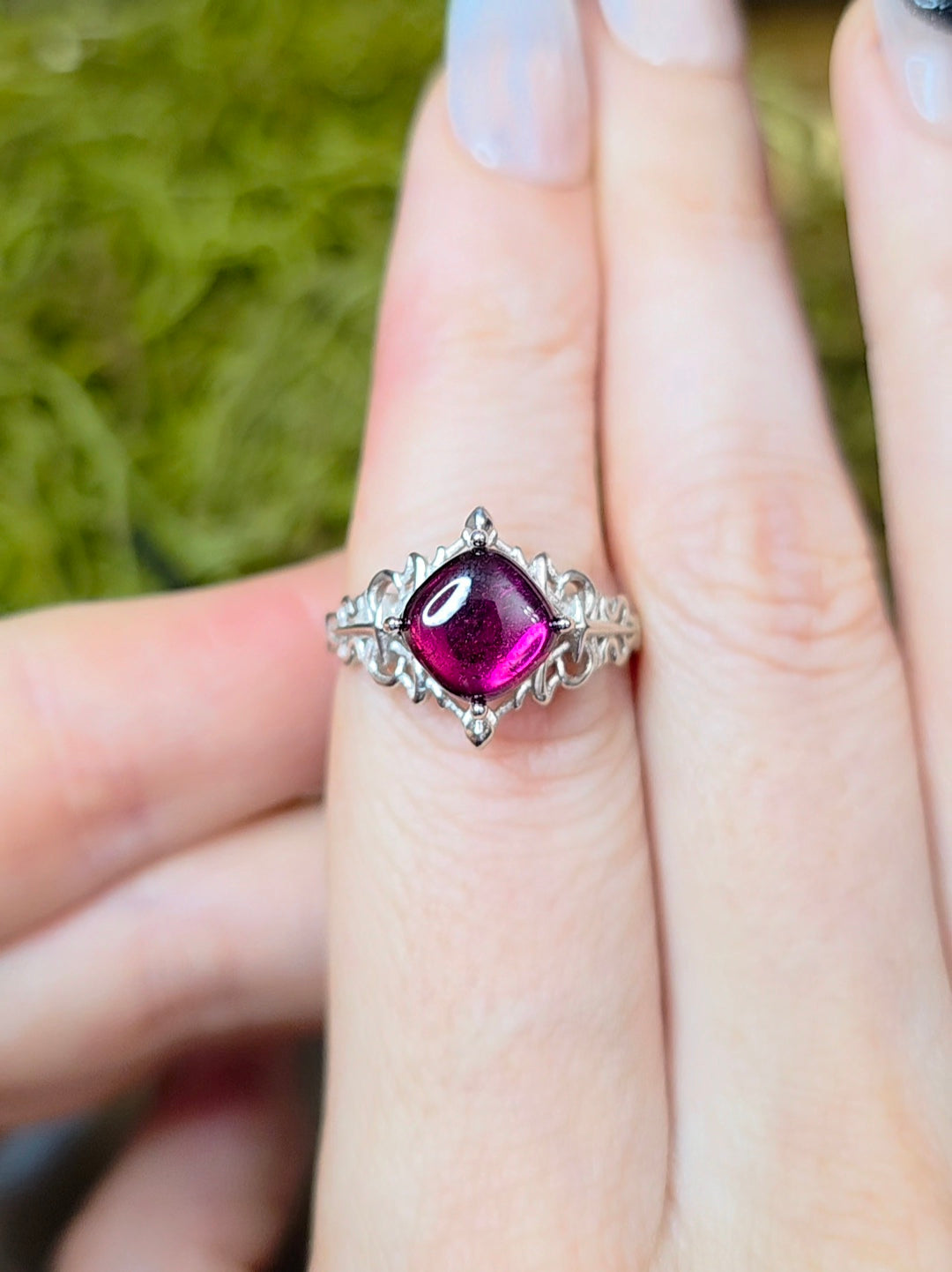Pink Tourmaline Gothic Ring