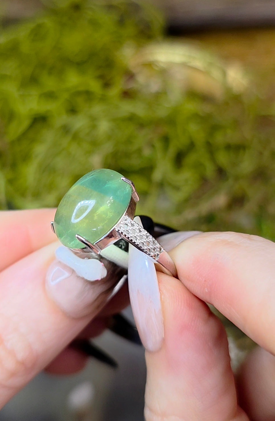 Blue and Green Fluorite Ring