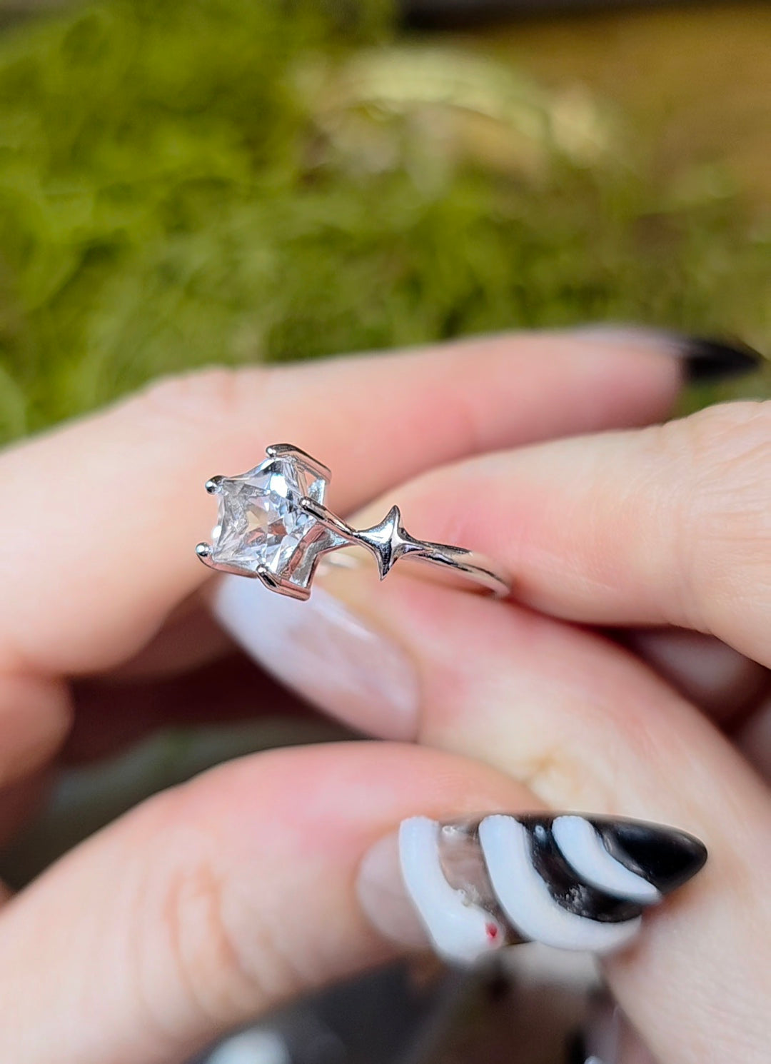 Clear Quartz Star Ring