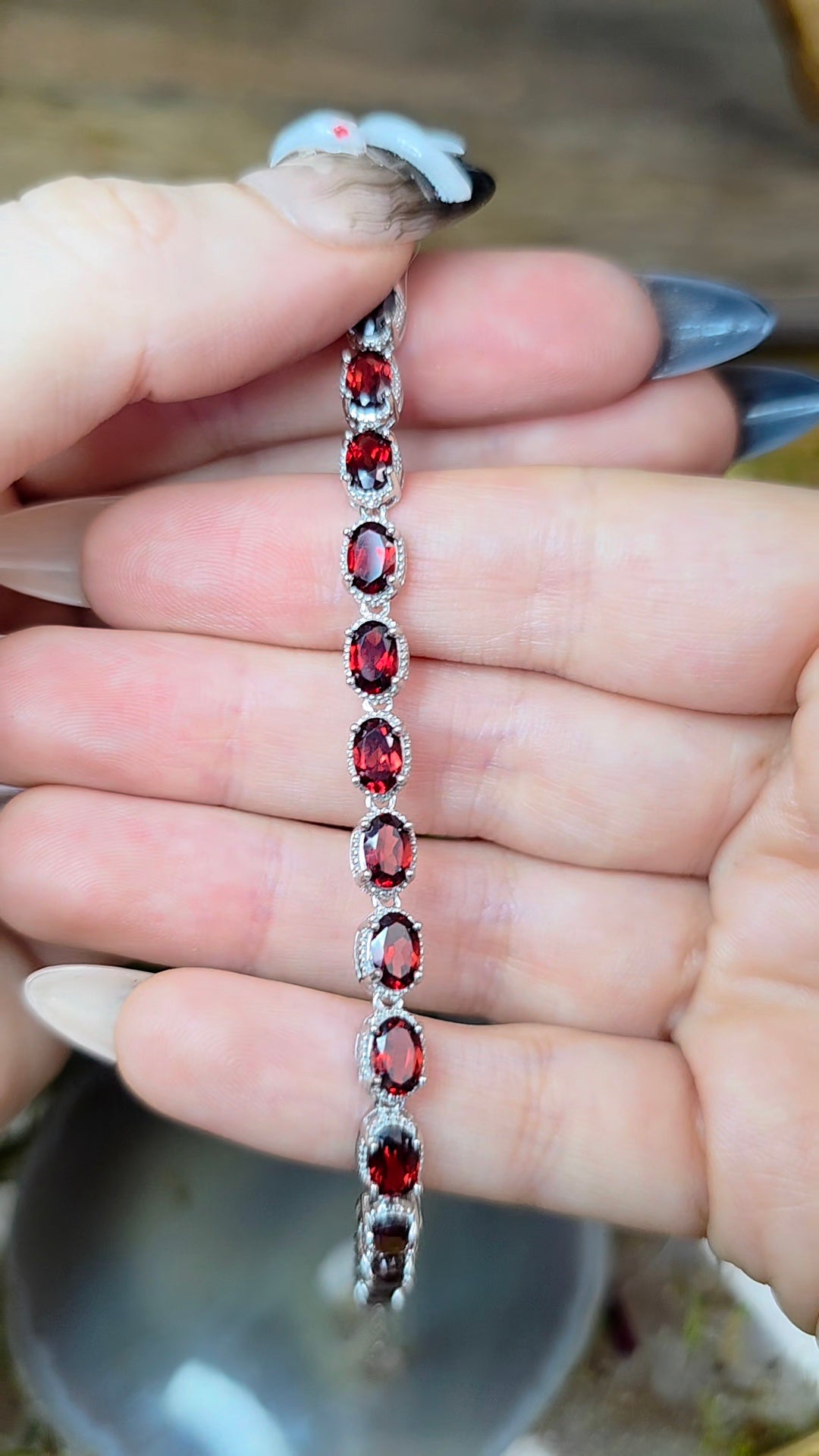 16 Garnet Sterling Silver Bracelet
