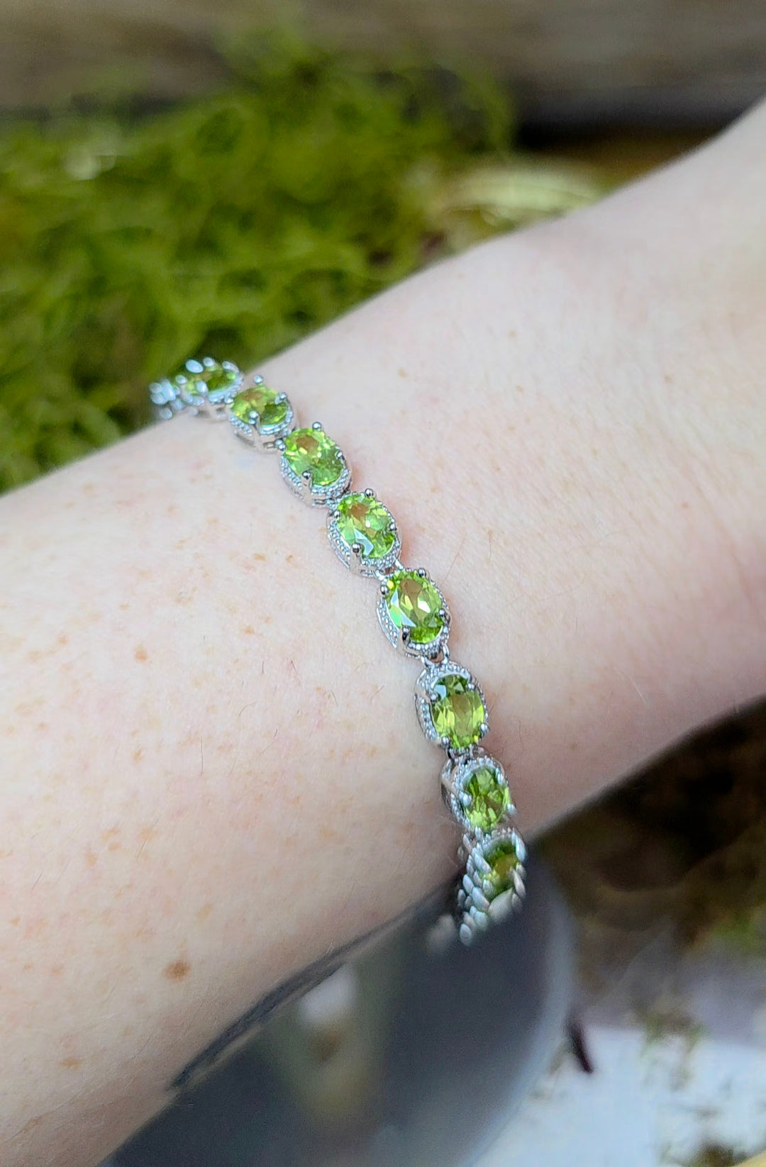 16 Peridot Sterling Silver Bracelet