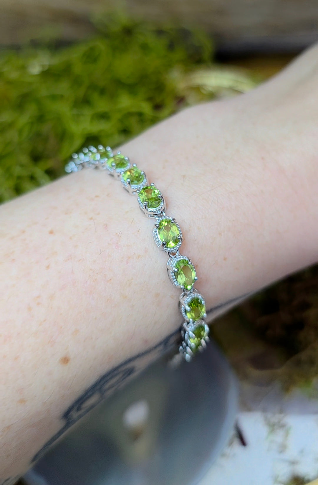 16 Peridot Sterling Silver Bracelet