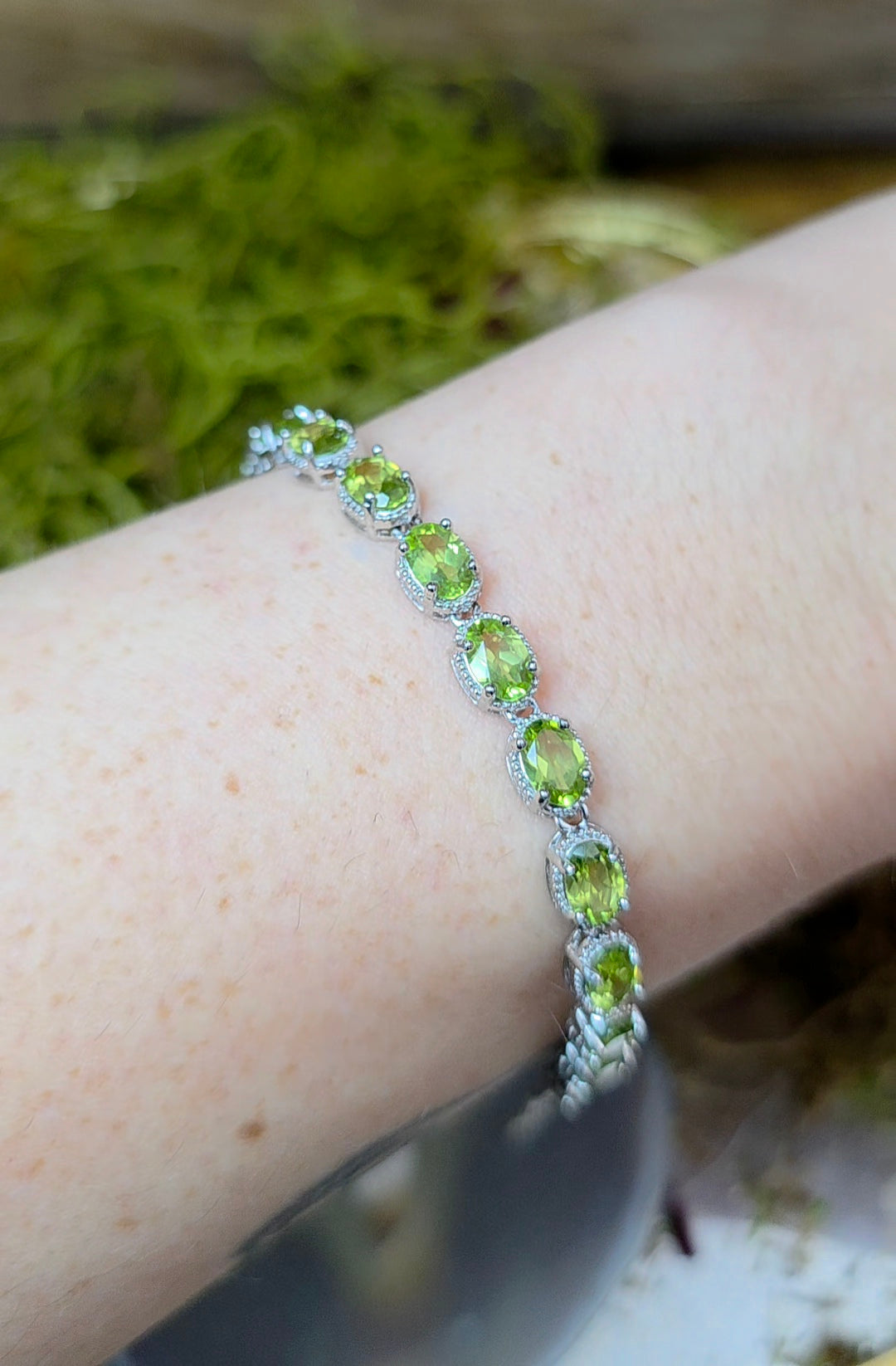 16 Peridot Sterling Silver Bracelet