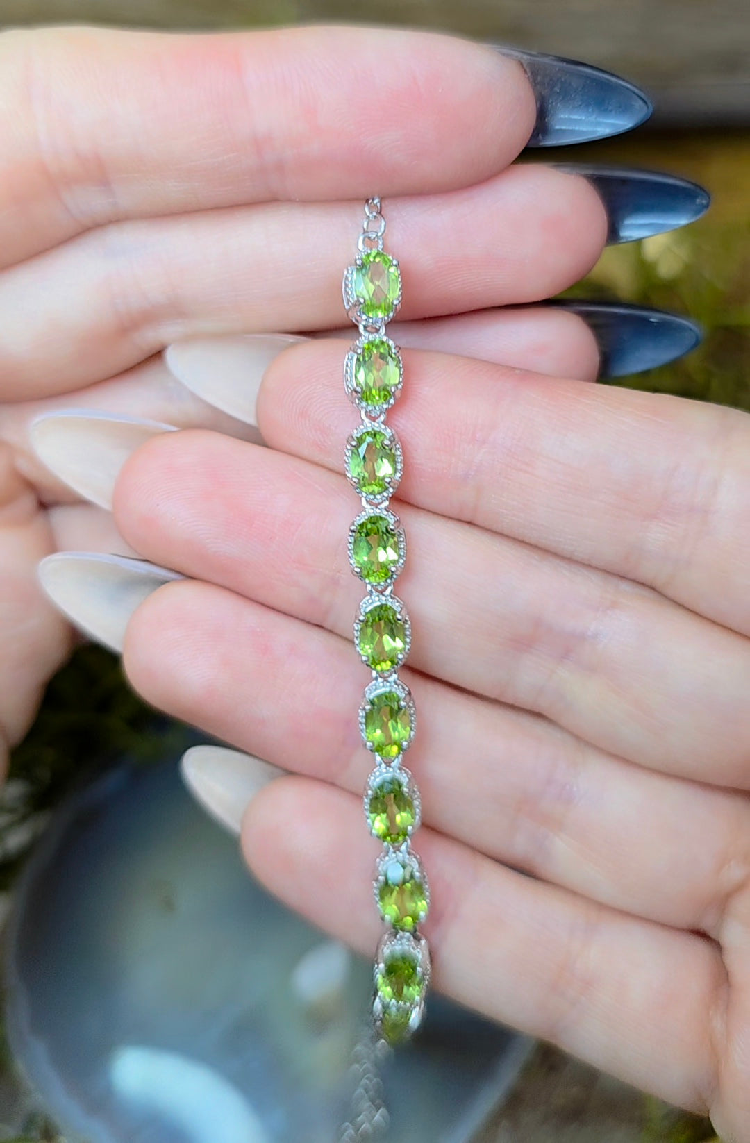 16 Peridot Sterling Silver Bracelet