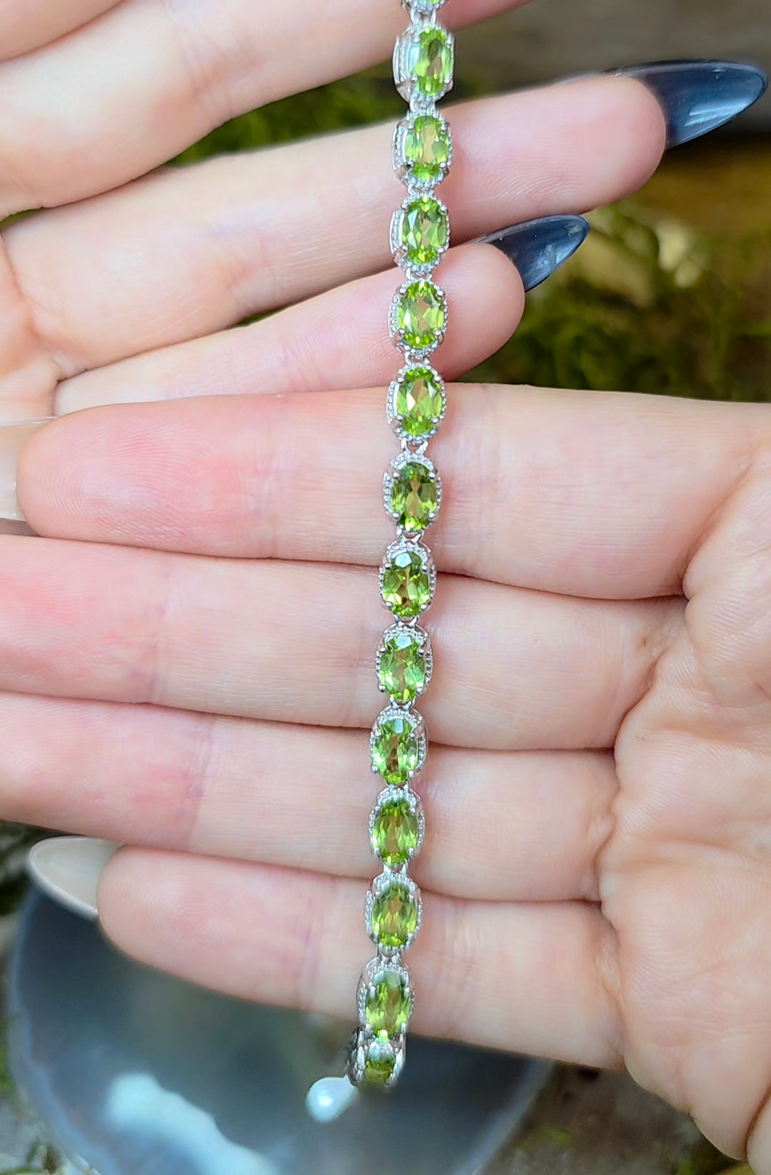 16 Peridot Sterling Silver Bracelet