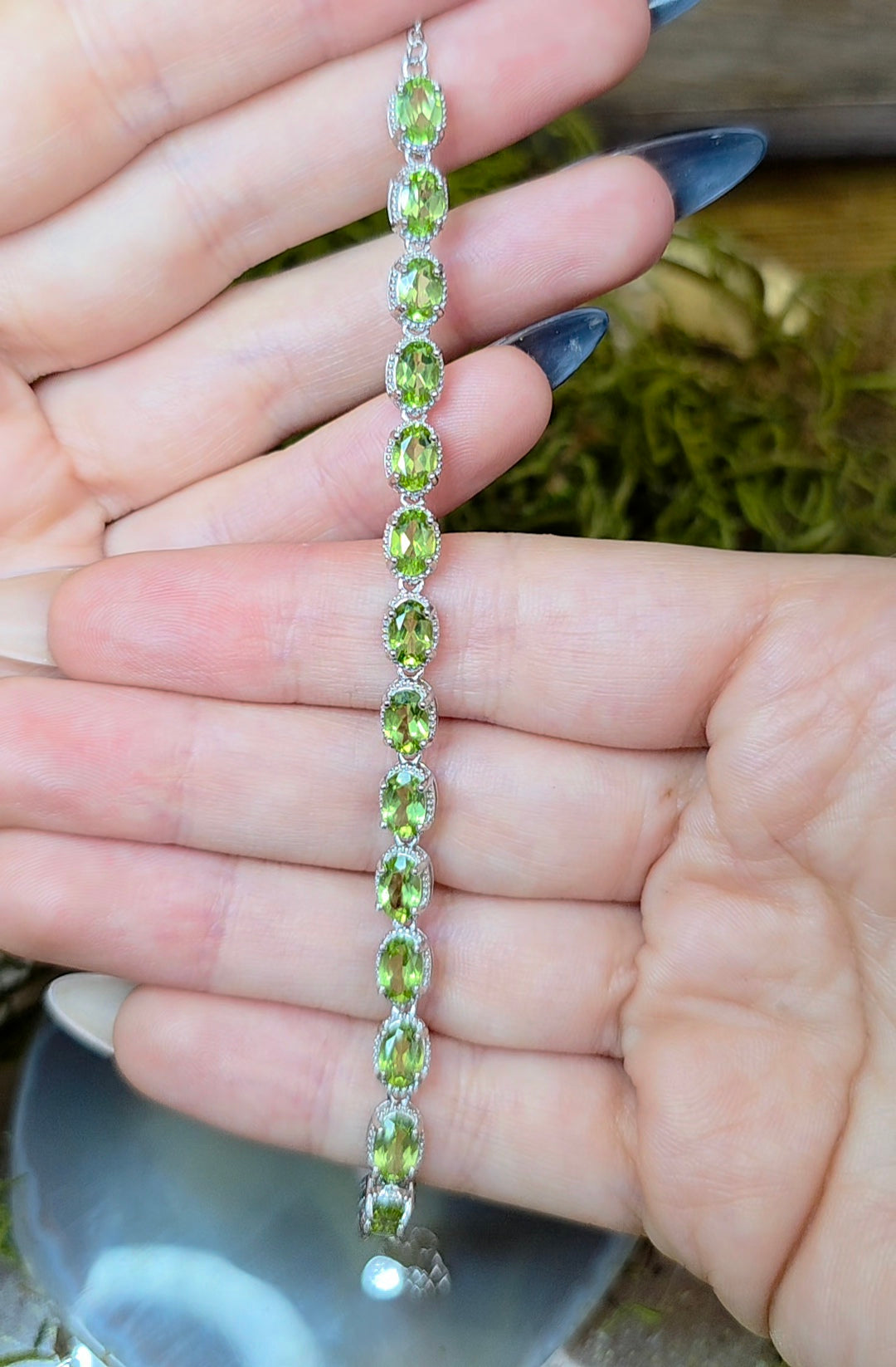 16 Peridot Sterling Silver Bracelet