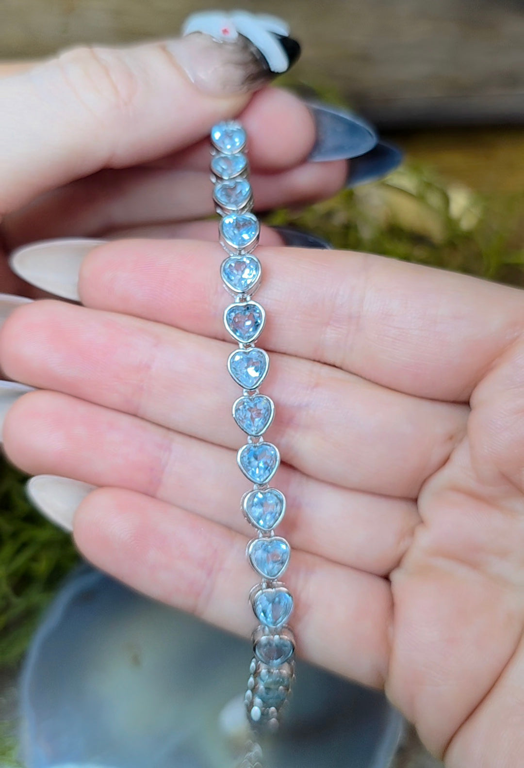 Ice Blue Topaz Hearts Sterling Silver Bracelet