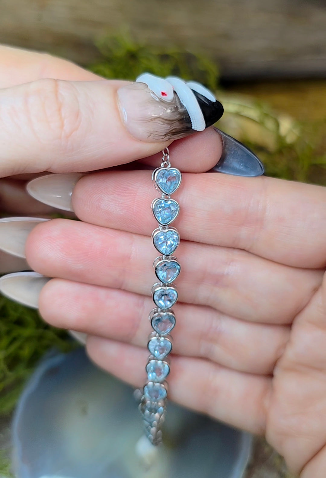 Ice Blue Topaz Hearts Sterling Silver Bracelet