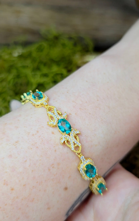 Turquoise Blue Topaz Sterling Silver Bracelet