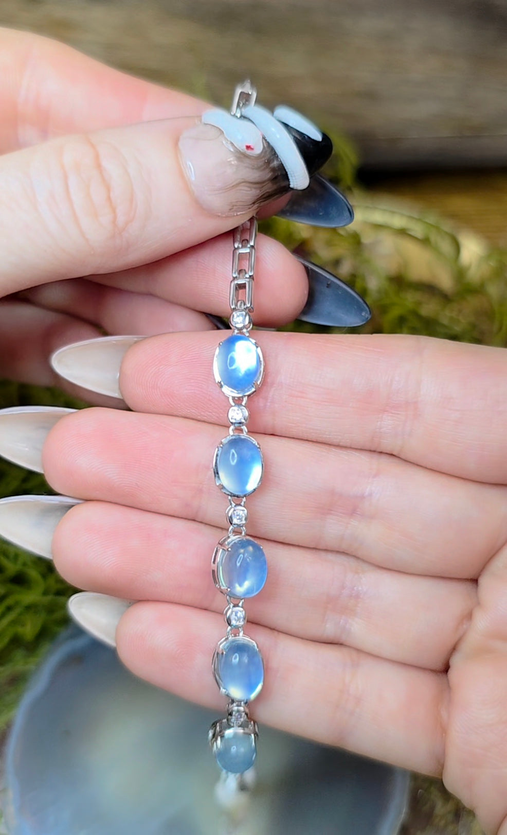 Aquamarine Cabochon Sterling Silver Bracelet