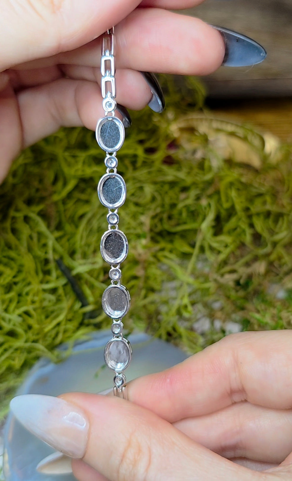 Aquamarine Cabochon Sterling Silver Bracelet