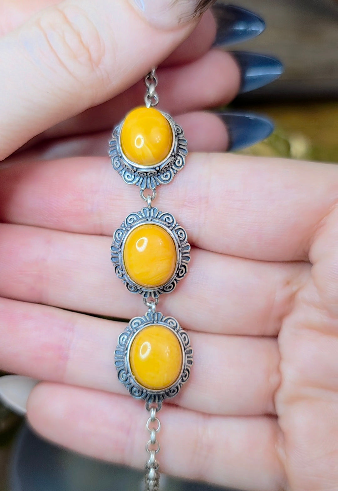 Baltic Amber Sterling Silver Bracelet