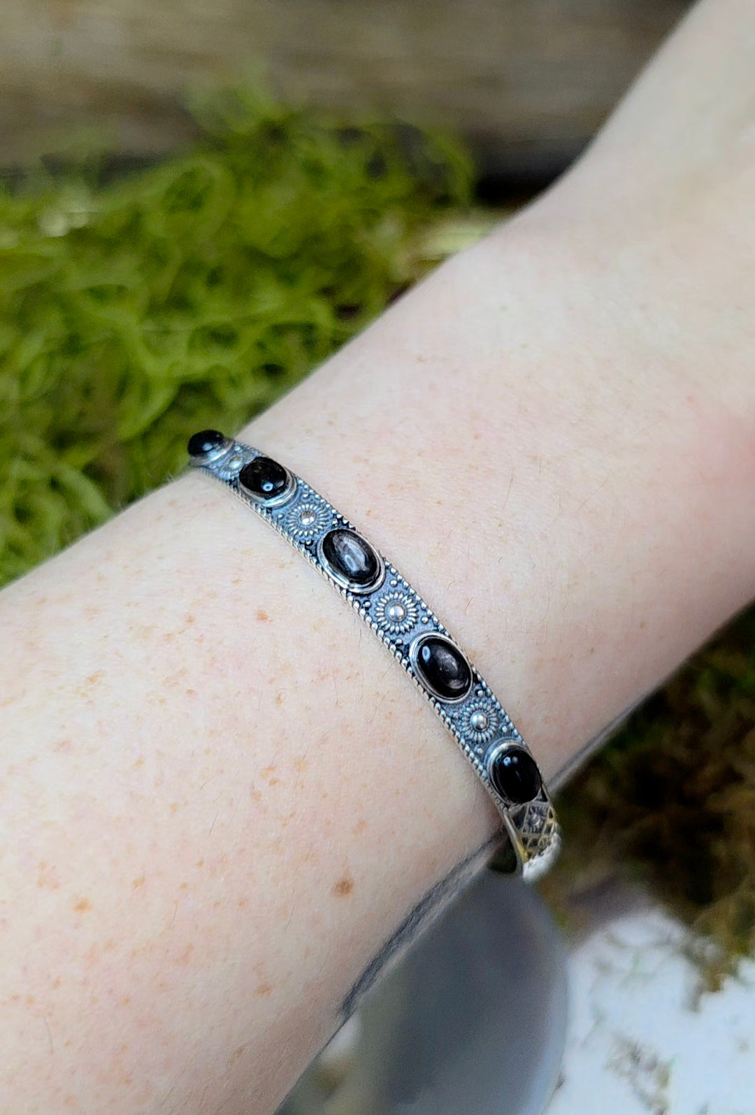 Hypersthene Sterling Silver Bangle