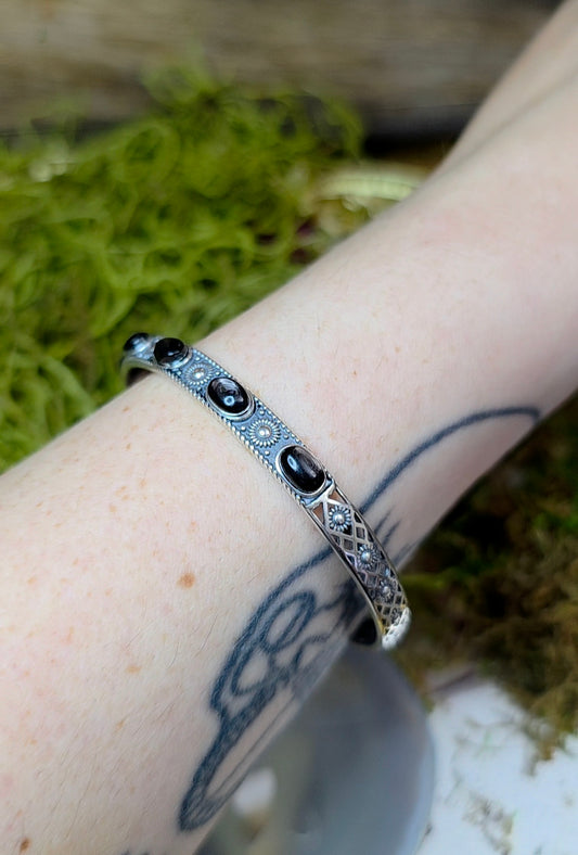 Hypersthene Sterling Silver Bangle