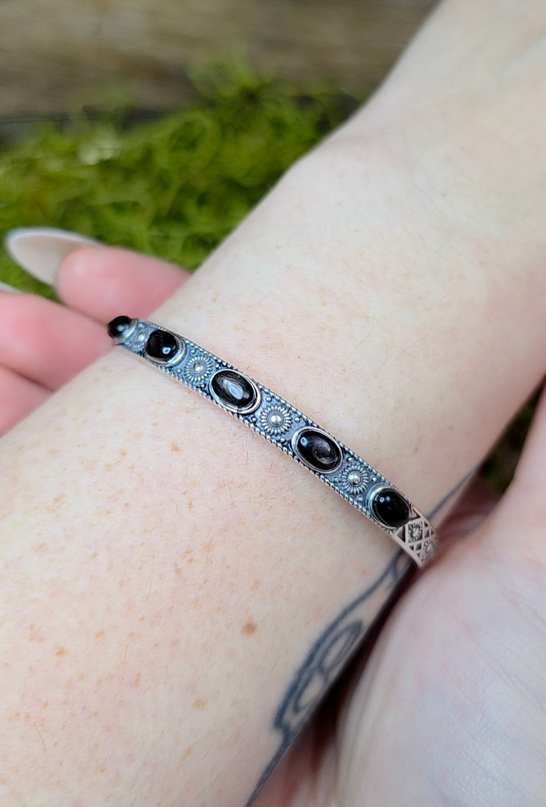 Hypersthene Sterling Silver Bangle