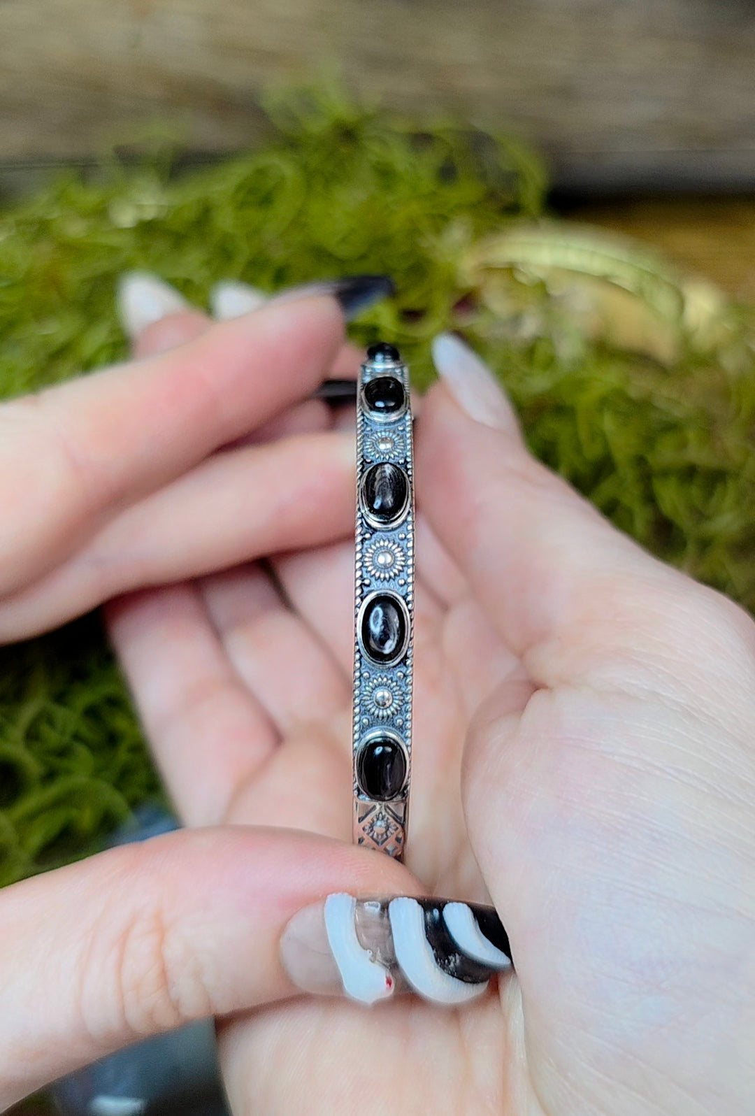 Hypersthene Sterling Silver Bangle