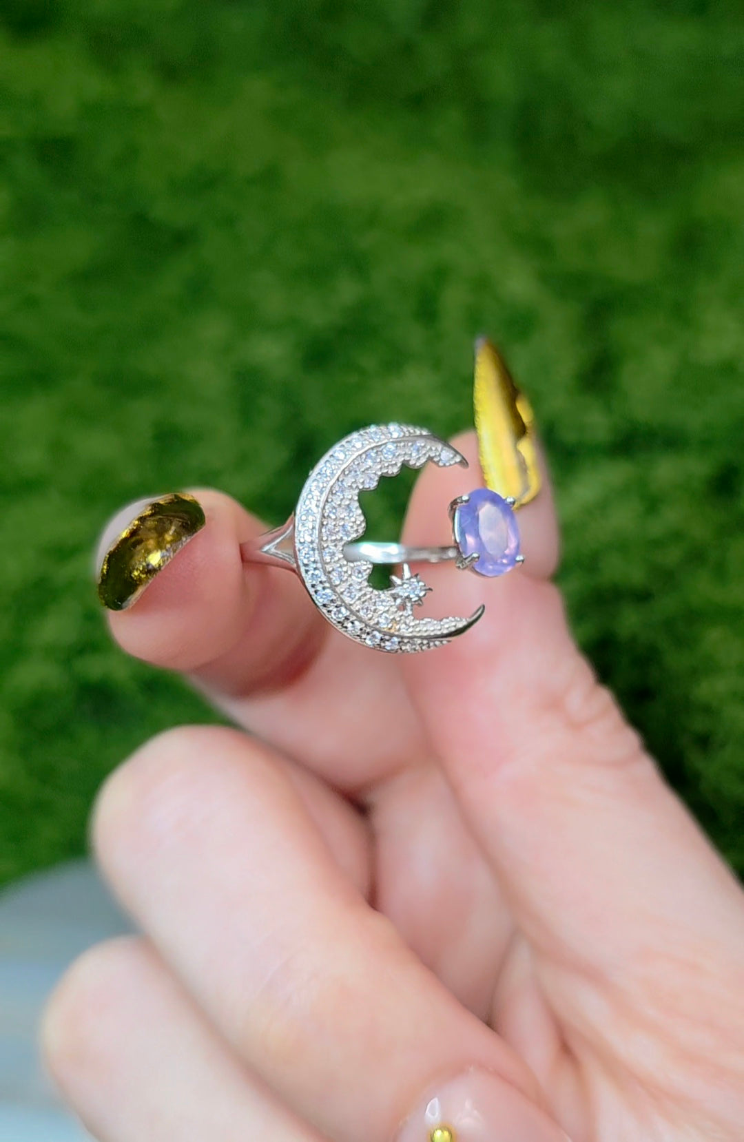 Lavender Moon Quartz Crescent Moon Ring A