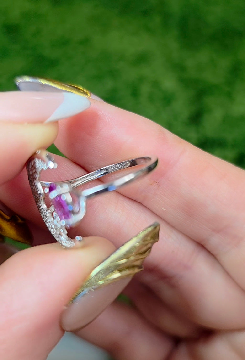 Alexandrite Crescent Moon Ring