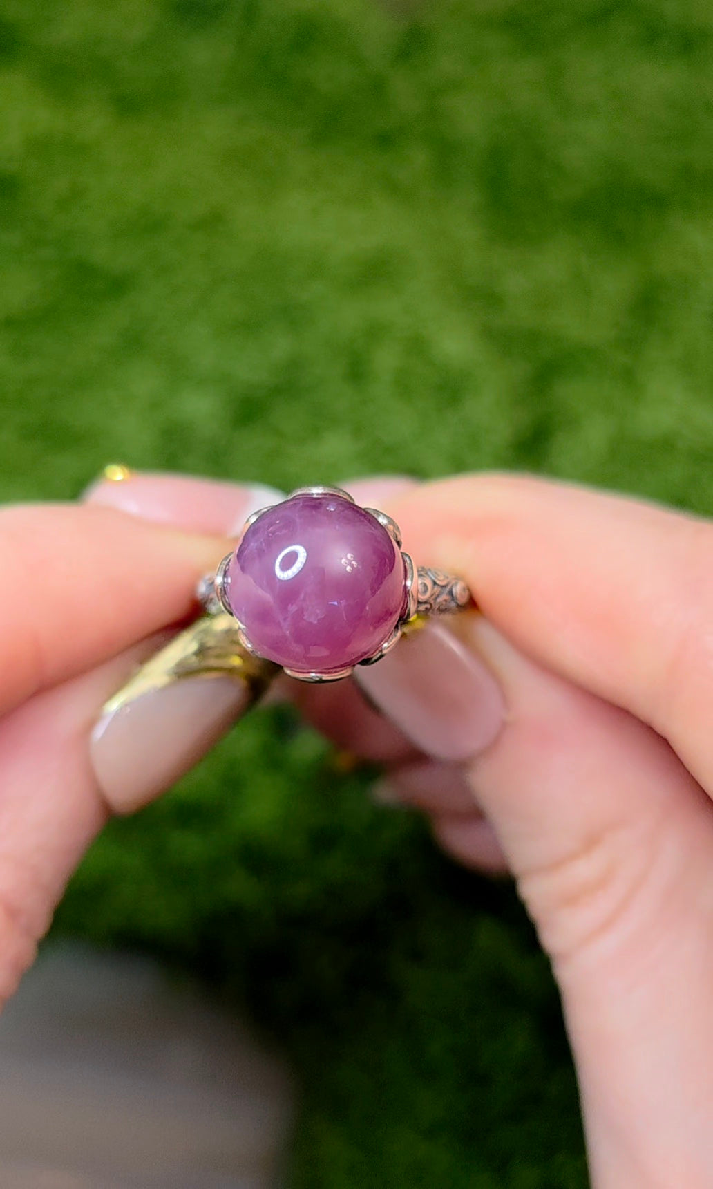 Lavender Rose Quartz Sphere Ring A