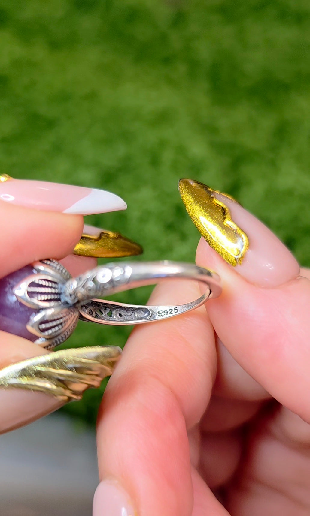 Lavender Rose Quartz Sphere Ring A