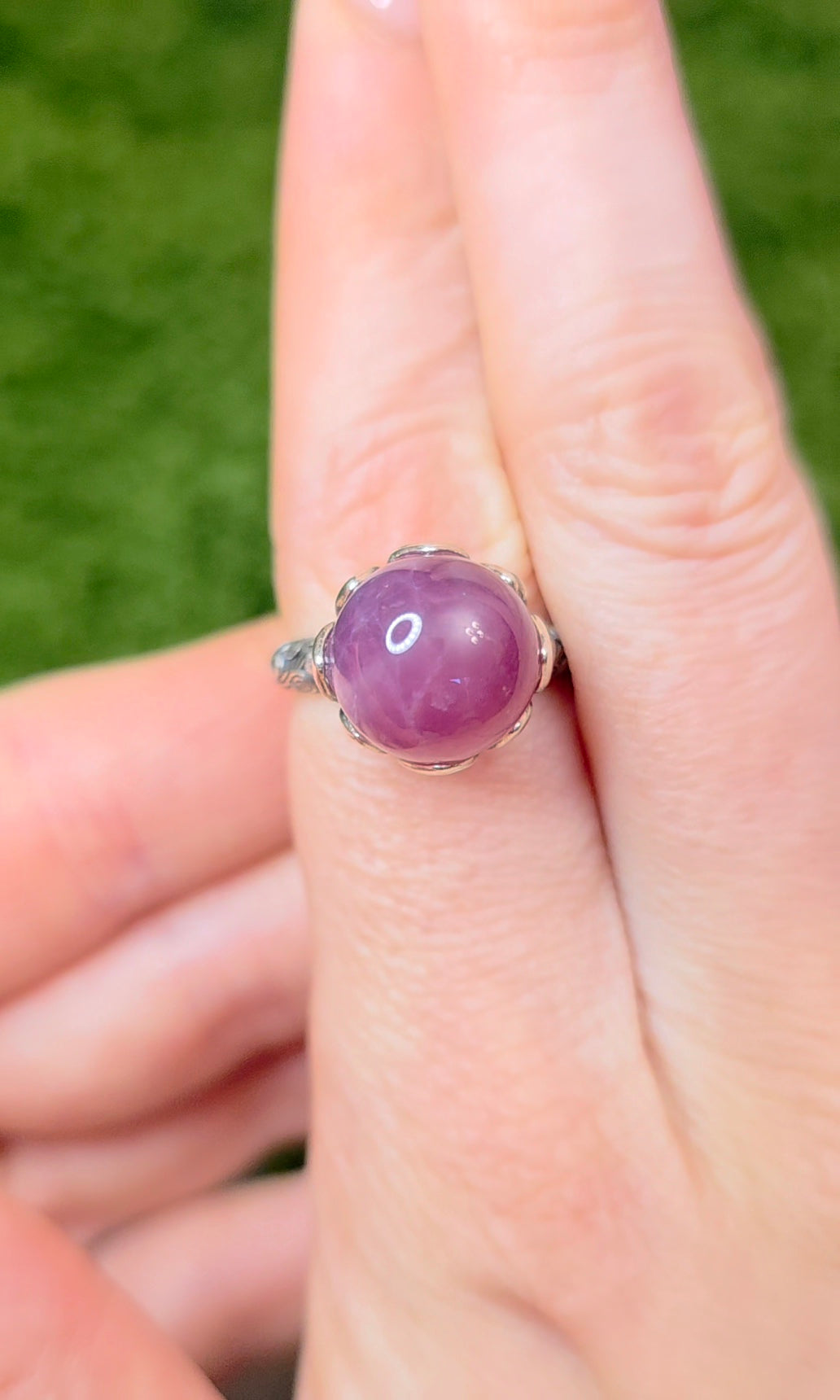 Lavender Rose Quartz Sphere Ring A