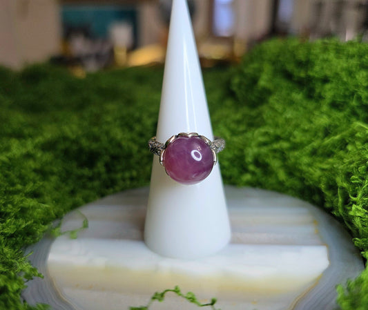 Lavender Rose Quartz Sphere Ring A
