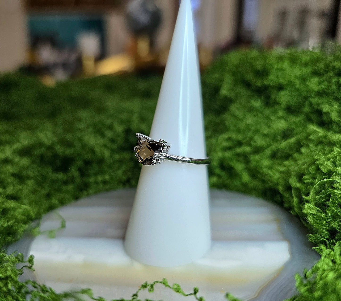 Smokey Quartz Cat Ring