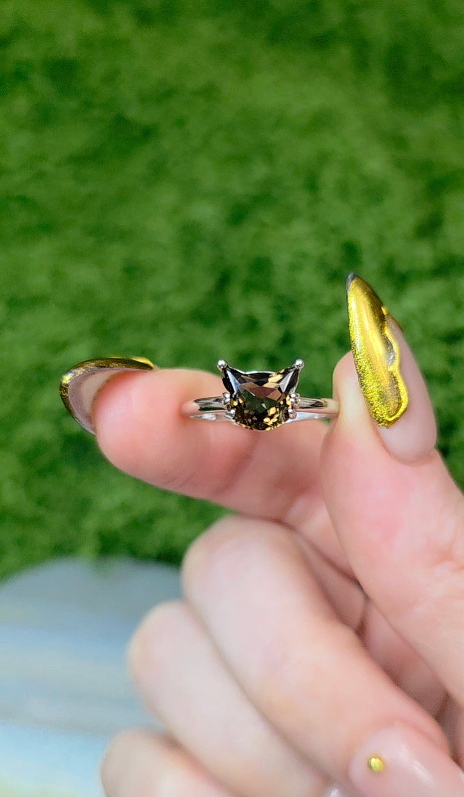 Smokey Quartz Cat Ring
