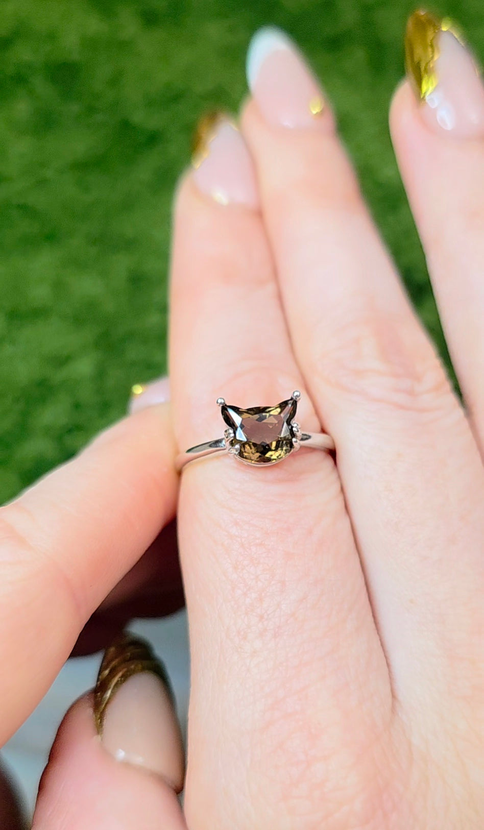 Smokey Quartz Cat Ring