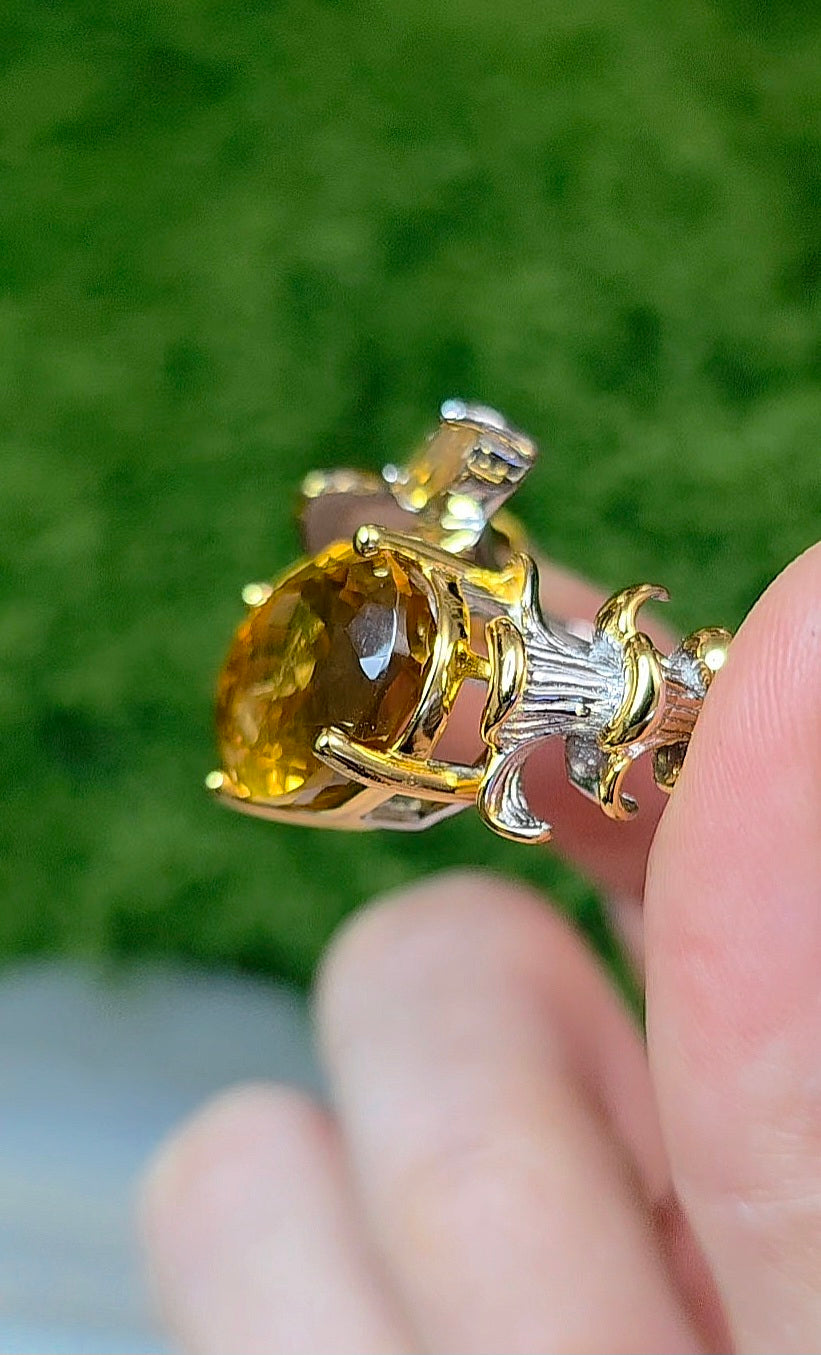 Double Citrine Ring