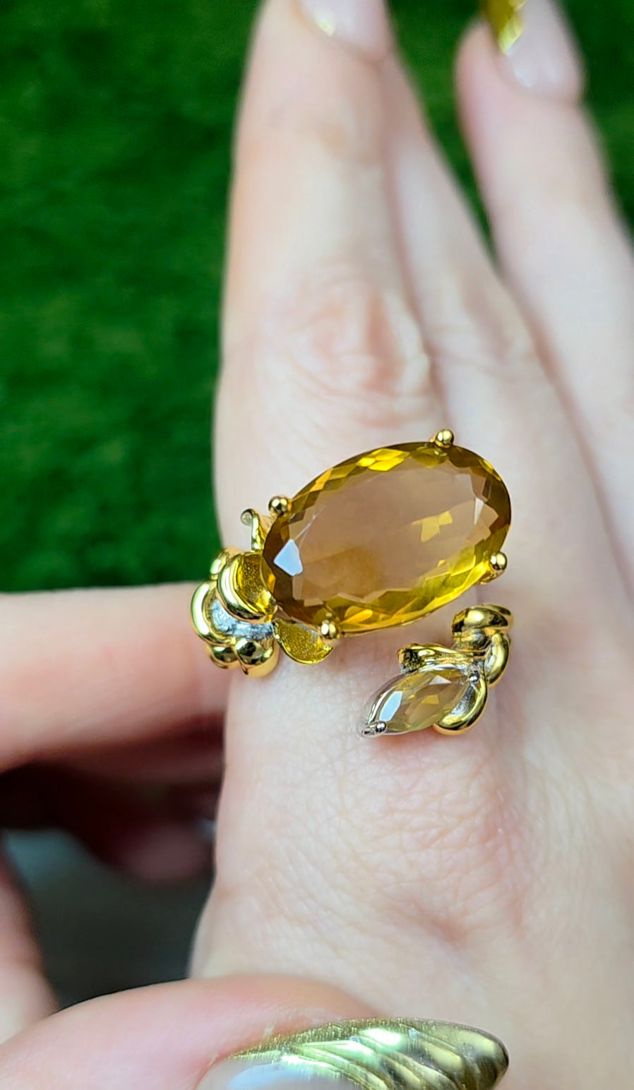 Double Citrine Ring