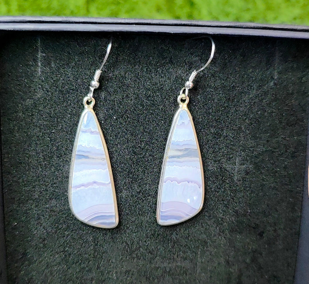 Purple and Blue Banded Agate Earrings
